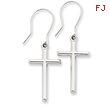 14K  White Gold Hollow Cross Dangle Earrings