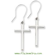 14K  White Gold Hollow Cross Dangle Earrings