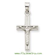 14K  White Gold Hollow Crucifix Pendant