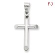 14K  White Gold Polished Hollow Cross Pendant