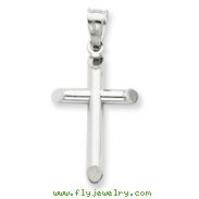 14K  White Gold Polished Hollow Cross Pendant