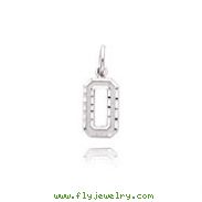 14K  White Gold Small Diamond-Cut Number 0 Charm