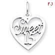 14K  White Gold Sweet 15 Charm