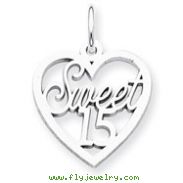 14K  White Gold Sweet 15 Charm