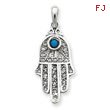 14K  White Gold Turquoise Filigree Chamseh Pendant