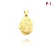 14K  Yellow Gold Tiny Oval-Shaped Scroll Locket