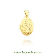 14K  Yellow Gold Tiny Oval-Shaped Scroll Locket