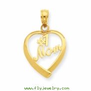 14K #1 Mom in Heart Pendant