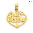 14K #1 Sister in Heart Frame Pendant