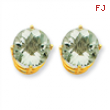 14k 10mm Round Green Amethyst Earring