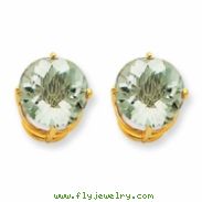 14k 10mm Round Green Amethyst Earring