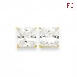 14k 10mm Square CZ Post Earrings