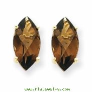 14k 10x5 Marquise Smokey Quartz Earring