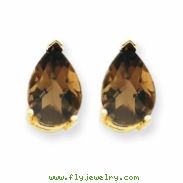 14k 10x7 Pear Smokey Quartz Earring