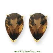 14k 10x7 Pear Smokey Quartz Earring