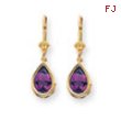 14k 10x7mm Pear Amethyst leverback earring