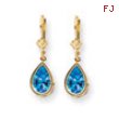 14k 10x7mm Pear Blue Topaz leverback earring