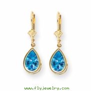 14k 10x7mm Pear Blue Topaz leverback earring