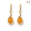 14k 10x7mm Pear Citrine leverback earring