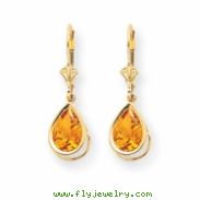 14k 10x7mm Pear Citrine leverback earring