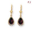 14k 10x7mm Pear Garnet leverback earring