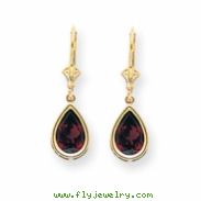 14k 10x7mm Pear Garnet leverback earring