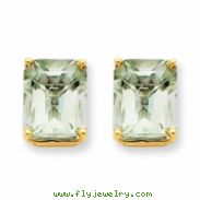 14k 10x8 Emerald Green Amethyst Earring