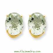 14k 10x8 Oval Green Amethyst Earring