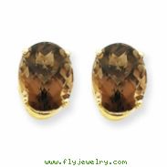 14k 10x8 Oval Smokey Quartz Earring