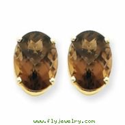 14k 10x8 Oval Smokey Quartz Earring