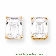 14k 10x8mm Emerald Cut Cubic Zirconia earring