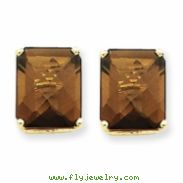 14k 12x10 Emerald Smokey Quartz Earring