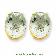 14k 12x10 Oval Green Amethyst Earring