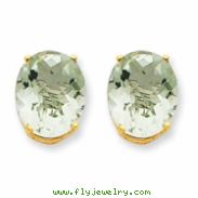 14k 12x10 Oval Green Amethyst Earring