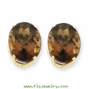 14k 12x10 Oval Smokey Quartz Earring