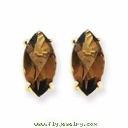 14k 12x6 Marquise Smokey Quartz Earring