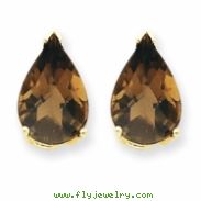 14k 12x8 Pear Smokey Quartz Earring