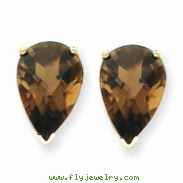 14k 12x8 Pear Smokey Quartz Earring