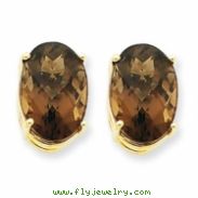 14k 14x10 Oval Smokey Quartz Earring