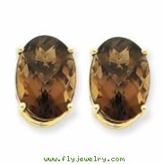 14k 14x10 Oval Smokey Quartz Earring