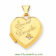 14K 15mm Heart Diamond Special Daughter Locket