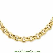 14k 18in 7mm Polished Fancy Rolo Link Necklace chain