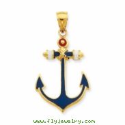 14K 2-D Red, White, and Blue Enameled Anchor Pendant