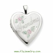 14K 20mm Enamel Flowers Grandma Heart Locket