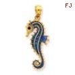 14K 3-D Blue Enameled Seahorse Pendant