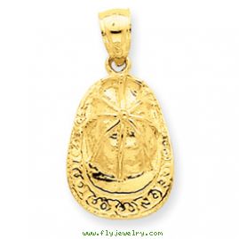 14k 3-D Firefighter Hat Pendant