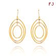 14K 3 Ring Dangle Wire Earrings