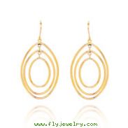 14K 3 Ring Dangle Wire Earrings