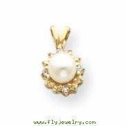 14k 4.5mm Pearl A Diamond pendant