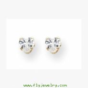 14K 4mm Clear Heart CZ Earrings